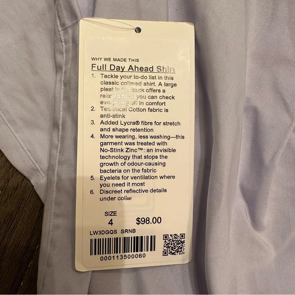 Lululemon Full Day Ahead Shirt NWOT - Picture 4 of 4